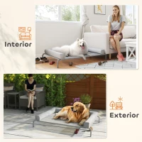 PawHut Cama Elevada para Perros Refrescante con Refuerzos Extraíbles Malla Transpirable y Marco de Acero 130x90x30 cm Gris(m-7)