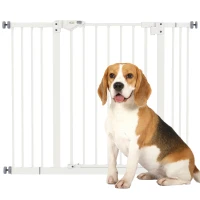 PawHut Poartă Extensibilă pentru Câini fără Șuruburi, Poartă de Siguranță Reglabilă cu 2 Extensii, 94-100 cm, Alb(m-1)
