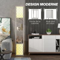 HOMCOM Lampadaire étagère 2 lampes 2 étagères 4 niveaux MDF gris motif nid d'abeille 26 x 26 x 156 cm gris(m-5)