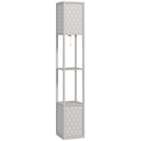 HOMCOM Lampadaire étagère 2 lampes 2 étagères 4 niveaux MDF gris motif nid d'abeille 26 x 26 x 156 cm gris