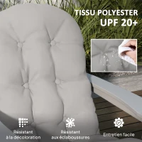 Outsunny Lot de 2 coussin de siège pour chaise Adirondack avec attaches sécurisées, design capitonné doux et épais, gris clair(m-5)