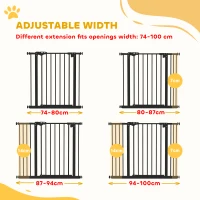 PawHut Adjustable Safety Gate w/ Two Extensions, Four Adjustable Screws, Black(m-4)
