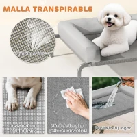 PawHut Cama Elevada para Perros Refrescante con Refuerzos Extraíbles Malla Transpirable y Marco de Acero 90x65x30 cm Gris(m-6)