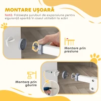 PawHut Poartă Extensibilă pentru Câini fără Șuruburi, Poartă de Siguranță Reglabilă cu 2 Extensii, 94-100 cm, Alb(m-7)