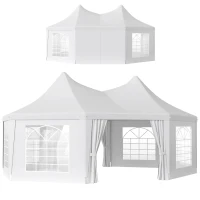 Outsunny 6.8 x 5m Octagonal Marquee Gazebo - White(m-10)
