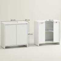 HOMCOM Mobile Sottolavabo Bagno con 2 Ante Decorate e Intaglio a U per Tubi, 60x30x60cm, Bianco(m-3)