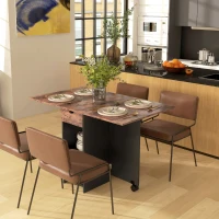 HOMCOM Table à manger pliante table de cuisine extensible pour 2 à 4 personnes 2 abattants 120 x 72 x 75 cm rustique et noir(m-8)