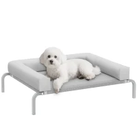 PawHut Cama Elevada para Perros Refrescante con Refuerzos Extraíbles Malla Transpirable y Marco de Acero 90x65x30 cm Gris(m-10)