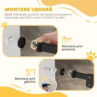 PawHut Poartă Extensibilă pentru Câini fără Șuruburi, Poartă de Siguranță Reglabilă cu 2 Extensii, 68x72 cm, Negru(m-7)