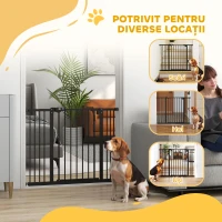 PawHut Poartă Extensibilă pentru Câini fără Șuruburi, Poartă de Siguranță Reglabilă cu 2 Extensii, 68x72 cm, Negru(m-8)