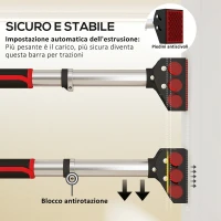 SPORTNOW Sbarra per Trazioni a Larghezza Regolabile con Impugnature Antiscivolo, 75-92x10x7 cm, Rosso e Nero(m-6)