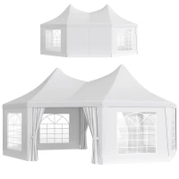 Outsunny 6.8 x 5m Octagonal Marquee Gazebo - White(m-11)