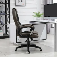 Vinsetto Fauteuil de bureau massant fauteuil bureau confortable hauteur réglable pivotant 360° polyester PU gris brun(m-9)