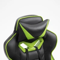 Vinsetto Chaise gaming Ergonomique, Fauteuil de Bureau confortable avec Repose-Pied, Appuie-Tête et coussin lombaire, Hauteur Réglable, noir et vert(m-10)