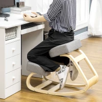 Vinsetto Siège assis-genoux ergonomique chaise à genoux coussin confortable à bascule en tissu et bois gris(m-8)
