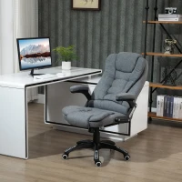 Vinsetto Fauteuil de bureau chaise pour ordinateur ergonomique dossier inclinable assise pivotant hauteur réglable accoudoir rembourré gris(m-10)