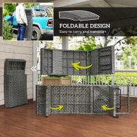 Outsunny Outdoor PE Rattan Sun Lounger, Folding Wicker Garden Lounger Recliner with 4-Level Adjustable Backrest, Rolling Sunbed Lounge Chair with Wheels, Non-Slip Legs for Balcony, Beach, Mixed-grey(m-6)