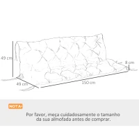 Outsunny Almofada para Banco com Encosto 150x98x8cm Almofada de Banco de 3 Lugares com 6 Cordões de Fixação para Jardim Terraço Balcão Exterior Cinza(m-3)