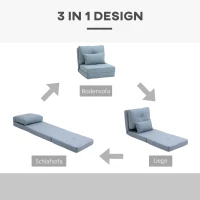 HOMCOM Bodensessel Klappmatratze Schlafmatte, 2-in-1-Design, abnehmbares Kissen, 60 x 80 x 56 cm, Himmelblau(m-5)