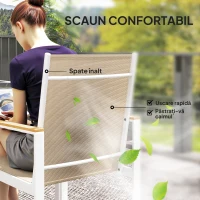 Outsunny Set de Mobilier de Grădină cu 4 Scaune cu Brațe și Masă cu Blat din Sticlă Temperată, pentru Terase și Balcoane(m-6)