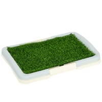 PawHut Puppy Training Pad, Indoor Portable Puppy Pad, with Artificial Grass, Grid, Panel, Tray, 46.5 x 34cm(m-1)