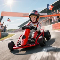 HOMCOM Mini Electric Go Kart for Kids 2 Speeds Drift Ride-On Racing for Boys Girls Aged 8-12, Red(m-2)