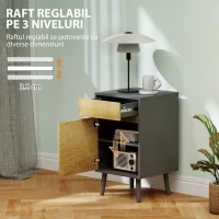 HOMCOM Noptieră Modernă cu Sertar și Dulăpior fără Mânere Gri Închis(m-5)