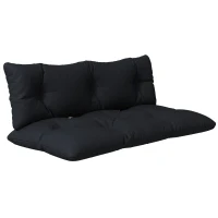 Outsunny Set de 2 Perne pentru Sezut si Spatar pentru Exterior pentru Paleti, Perne de Sezut Hidrofobe, Negru(m-11)