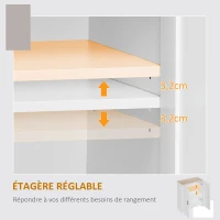 HOMCOM Buffet meuble cuisine rangement avec placard à portes et étagères réglables, 60 x 30 x 90 cm, blanc(m-5)