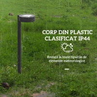 Outsunny Set 8 Lampi Solare Exterior – LED Negru, Energie Eco(m-6)