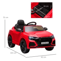 HOMCOM Audi RS Q8 Licensed Electric Car for Kids, 6V Kids' Electric Ride on with Remote Control, 7Ah Big Battery, Lights Bluetooth, Music USB, for 3-5 Years Old, Red(m-3)