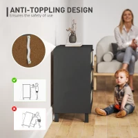 HOMCOM Rattan Bedroom Chest of Drawers, 3 Drawers Storage Unit, Boho Dresser for Living Room, Hallway, Black(m-6)