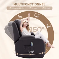 HOMCOM Fauteuil de Massage et Relaxation électrique Chauffant 360° pivotant inclinable manuellement Repose-Pied télécommande(m-5)