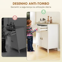 HOMCOM Aparador Sala de Estar Moderno com Gaveta Prateleira Ajustável e Puxadores em PU 80x40x90 cm Branco e Madeira(m-7)