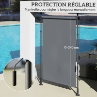 Outsunny Store manuel rétractable sur pied longueur réglable manivelle installation sans perçage métal alu. polyester gris foncé(m-5)