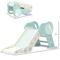 AIYAPLAY Foldable Kids Slide, Freestanding Baby Slide, for Ages 1.5-3 Years, Grey & Green(m-3)