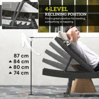 Outsunny Outdoor PE Rattan Sun Lounger, Folding Wicker Garden Lounger Recliner with 4-Level Adjustable Backrest, Rolling Sunbed Lounge Chair with Wheels, Non-Slip Legs for Balcony, Beach, Black(m-5)