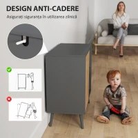 HOMCOM Comodă Modernă cu Dulap și Compartiment din Lemn Gri Închis(m-6)