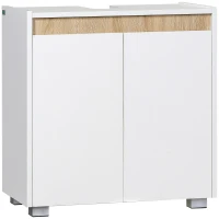 kleankin Modern Bathroom Sink Cabinet, Floor Standing Under Sink Cabinet, Freestanding Storage Cupboard with Double Doors, White(m-1)