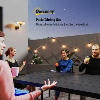 Outsunny Seven-Piece Minimal Metal Garden Dining Set, with Parasol Hole - Black(m-9)