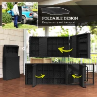 Outsunny Outdoor PE Rattan Sun Lounger, Folding Wicker Garden Lounger Recliner with 4-Level Adjustable Backrest, Rolling Sunbed Lounge Chair with Wheels, Non-Slip Legs for Balcony, Beach, Black(m-6)