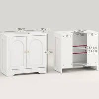 HOMCOM Under Sink Bathroom Cabinet with 2 Arch Doors - White(m-3)