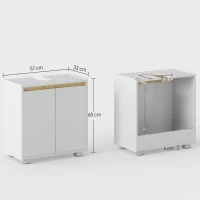 kleankin Móvel para Lavatório Pousar Armário Casa de Banho com 2 Portas e Armazenamento Interior 57x33x60cm Branco e Madeira(m-3)
