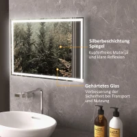 HOMCOM Badspiegel Badezimmerspiegel Wandspiegel LED´s. Berührungsschalter, Weiß(m-7)