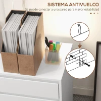 HOMCOM Cajonera de Oficina con 4 Cajones Cajonera de Escritorio con Ruedas para Estudio 46x40x65 cm Blanco(m-6)