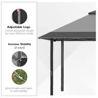 Outsunny 4 x 4m Pop-up Gazebo Double Roof Canopy Tent with UV Proof, Roller Bag & 3-Level Height Adjustable Outdoor Party, Steel Frame, Grey(m-5)