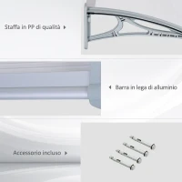 Outsunny Pensilina da Esterno 140x70x21 cm in Plastica e Alluminio per Balconi, Porte e Finestre, Grigio(m-5)
