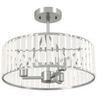 HOMCOM Crystal Ceiling Light Fixture, Semi Flush Mount Modern Crystal Chandelier Ceiling Light for Living Room, Bedroom, Hallway, Dining Room, E14 Base 3-Lights, Bulbs Not Included, Silver Tone(m-1)