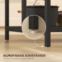 HOMCOM Estante de Cozinha com Tomada de Corrente Estilo Industrial com Prateleiras Ganchos Móvel Auxiliar 116x70x182 cm Marrom Rústico(m-6)