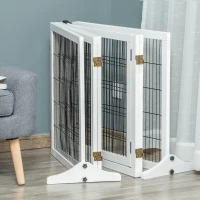 PawHut Veiligheidshek voor Honden, Opvouwbaar, 432 x 36 x 70 cm, Dennenhout, Wit(m-12)